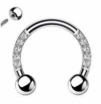 G23 Titanium CNC Pave Horseshoe Ring - Cartilage, Septum, Daith, Helix