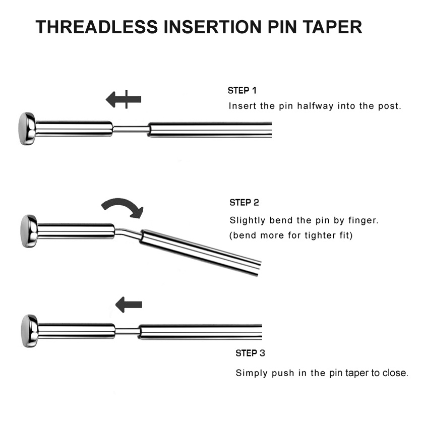 G23 Titanium Easy Insertion Pin Taper for Titanium Threadless Jewelry