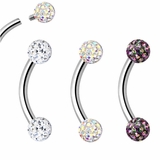 G23 Titanium Snake Eyes Curved Tongue Ring Barbell - 16G