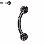 G23 Titanium Snake Eyes Curved Tongue Ring Barbell - 16G G23 Titanium Snake Eyes Curved Tongue Ring Barbell - 16G