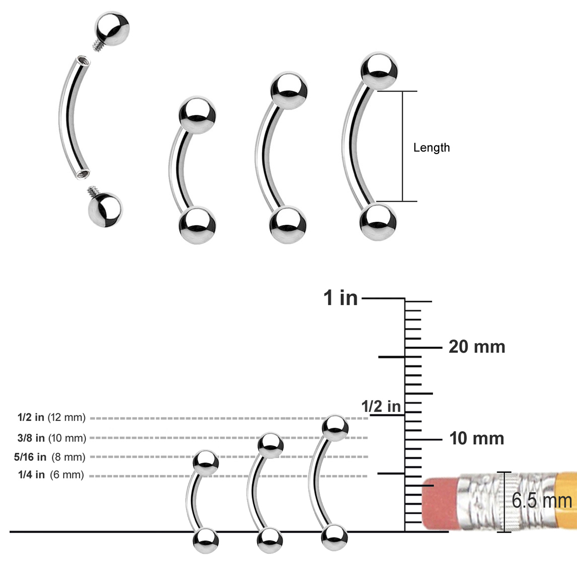 G23 Titanium Internally Threaded 16G Curved Barbell