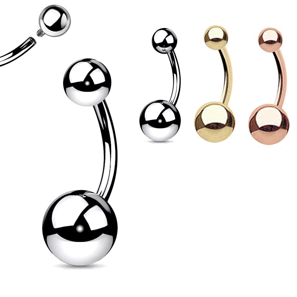 TGNEL G23 Titanium Belly Button Ring - 14G/16G Hypoallergenic Reverse Curved Barbell With CZ Stone