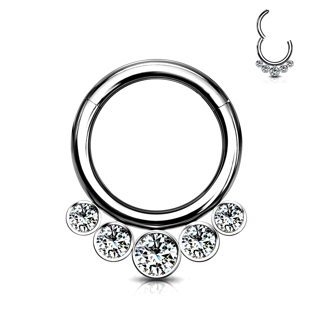 Clicky Rings Number G23 Titanium Seamless Hinged Clicker Ring - Multi-Jeweled