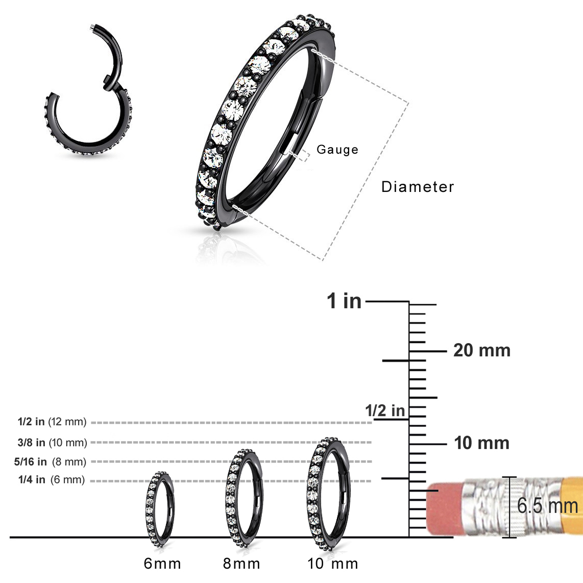 Elstahl Hoop Piercing Ohrring Für Frauen Zirkon CZ Knorpel Piercing Helix Daith Conch Tragus Rook Lobe Ohr Ring Schmuck  36