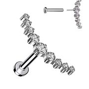G23 Titanium Threadless Bend-To-Fit Push-In Flat Back Stud - Curved Multi-CZ