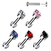 G23 Titanium Threadless Bend-To-Fit Push-In Flat Back Stud - Teardrop