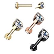 G23 Titanium Threadless Bend-To-Fit Push-In PVD Flat Back Stud - Teardrop