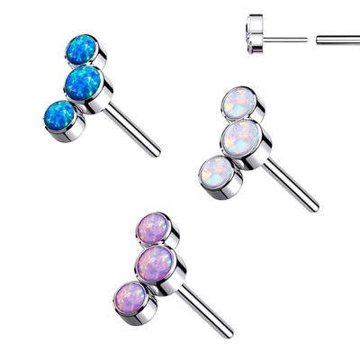 G23 Titanium Triple Opal Replacement Bend-To-Fit Push-In Top Pin
