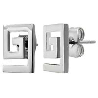 Pair of Greek Key 316L Stainless Steel Earrings