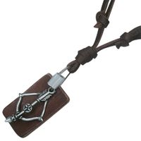 Vintage Leather Necklace - Archery Tag