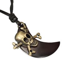 Vintage Leather Necklace - Pirate / Half Moon