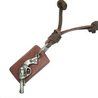 Handcrafted Vintage Leather Necklace - Revolver Tag