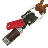 Handcrafted Vintage Leather Necklace - Snap Tag/Lock Charm