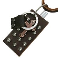 Handcrafted Vintage Leather Necklace - Stud Tag/Cross