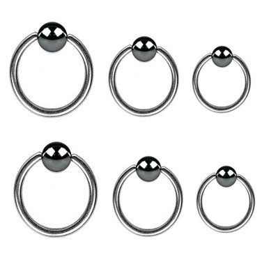 18GA Titanium Ion Plated Over 316L Surgical Steel Captive Hoops main image 0