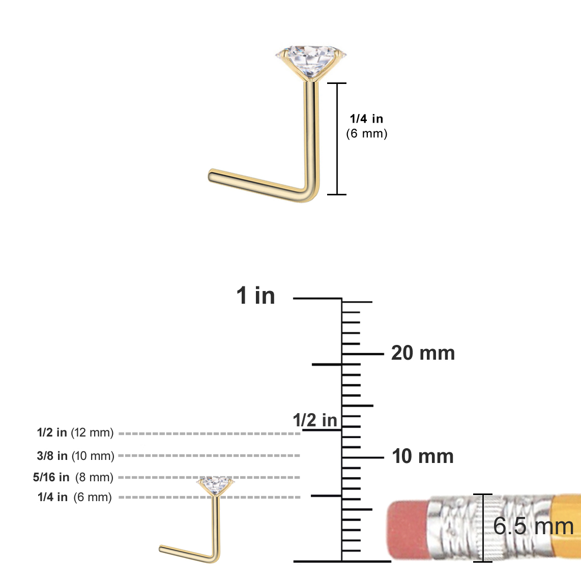 Nose Hoop Gold Nose Stud L Shaped L Shaped 16 Gauge Nose Bone 14K