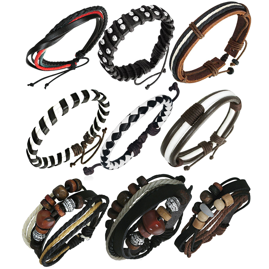 Leather and Hemp Bracelet Collection (Mix and Match)