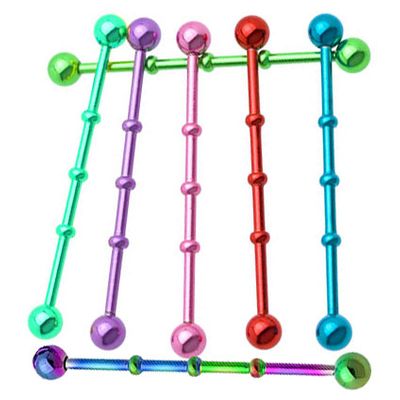 316L Neon Anodized Bamboo Industrial Barbell