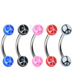 thumbnail image 2 of Bio Flex Curve Barbell Eyebrow Ring With UV Ball, 16G 5/16" Or 3/8", Multi-Color, Made In Korea 2 of 5