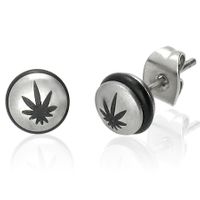 Pair of Pot Leaf 316L Stainless Steel Earrings