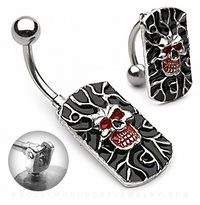 316L Skull Shield 360 Rotating Belly Button Ring