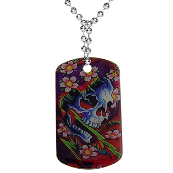 Tattoo Print Dog Tag Necklace