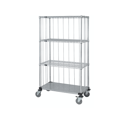 3-sided Stem Caster Wire Shelf Cart - Cart, E