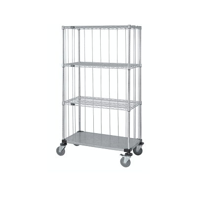3-sided Stem Caster Wire Shelf Cart - Cart, E