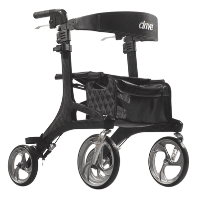 4 Wheel Rollator, 300 Lbs, Light Weight, 8-1/2" Depth, Adjustable Height
