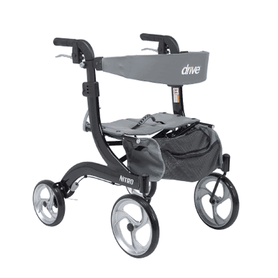 4 Wheel Rollator, Adjustable Height, color Black