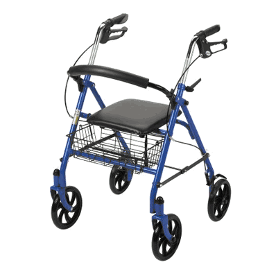 4 Wheel Rollator, color Blue, 21" High Seat Folding
