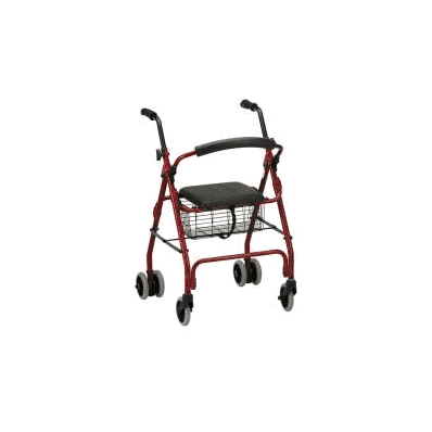 4 Wheel Rollator, color Red, Adult