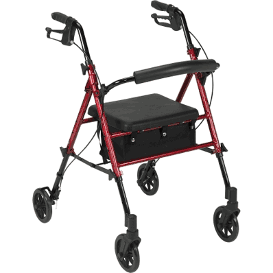 4 Wheel Rollator Drive Blue Adjustable Height Aluminum