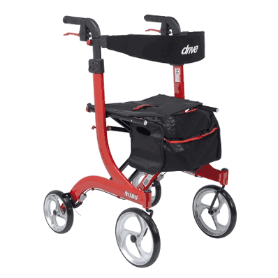 4 Wheel Rollator, Tall Height, color Red