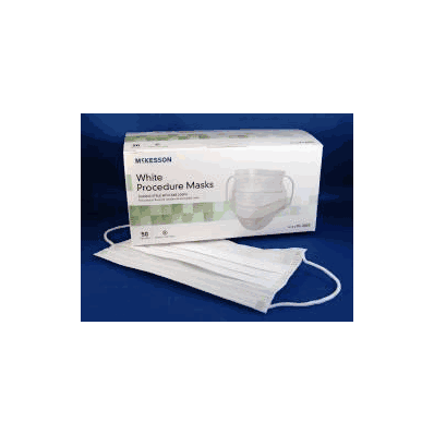 Earloop Procedure Mask, pleated, COLOR WHITE
