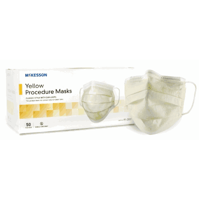 Earloop Procedure Mask, pleated, COLOR YELLOW