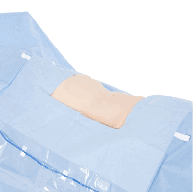Abdominal Batriatric Drape, 118" W X 92" W X 124" L with Fluid Collection Clear Film Poly Pouch