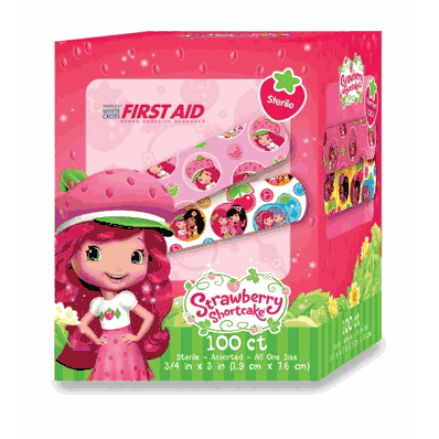 Adhesive Strip, 3/4" x 3" Rectangle, Kid Design (Strawberry Shortcake)