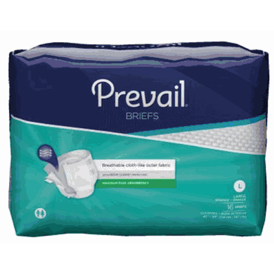 Adult Incontinent Brief Prevail, LARGE, white