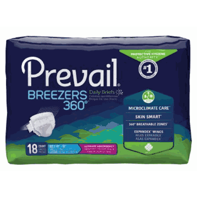 Adult Incontinent Brief Prevail, Size 2 (45"-62") Blue
