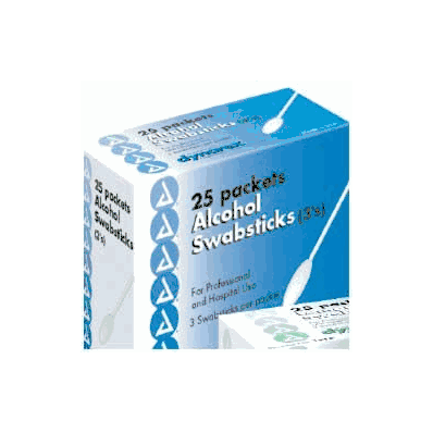Alcohol Swabsticks 3's - 10/25/Cs - Dynarex