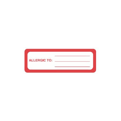 Allergic To Label, 3" X 1", White with Red border