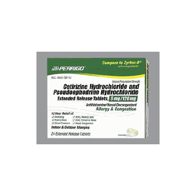 Allergy Relief, 5 mg-120 mg Tablet Cetirizine