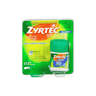 Allergy Relief Zyrtec 10 Mg 45 Per Bottle -