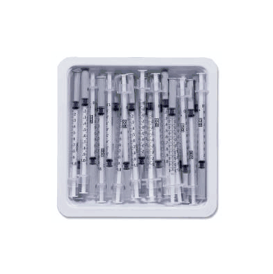 Allergy Tray, 27 ga, 1/2" Attached Needle