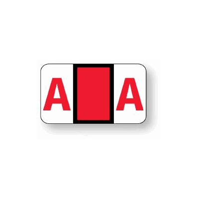 Alpha File Folder Label, 1-5/8" x 1-15/16" Red