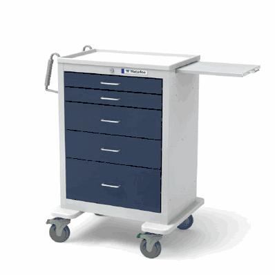 Anesthesia Cart, 24.5" X 29" X 43.5", 5-drawer, light gray
