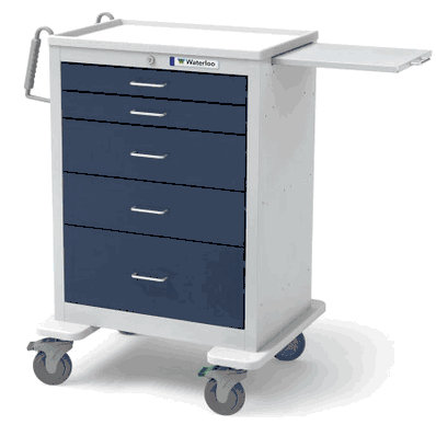 Anesthesia cart, 24.5" X 29" X 43.5", 5-drawer, violet