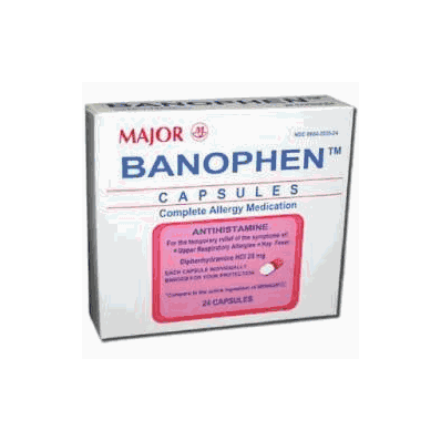Antihistamine Banophen 25 Mg 24 Per Bottle -