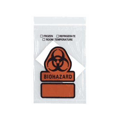 Bag, 6 X 9 Biohazard, Reclosable W/Pouch